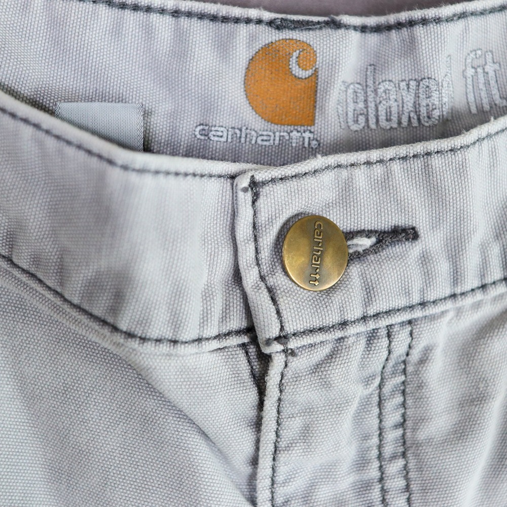 Carhartt Relaxed Fit Shorts Men 36 Grey Cotton Canvas Utility Carpenter Workwear - Picture 4 of 10